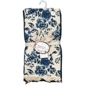 Wholesale - 3pc Printed & Acid Wash Waffle Towels -2 Peony Print &1 Solid Navy C/P 36, UPC: 195010221627